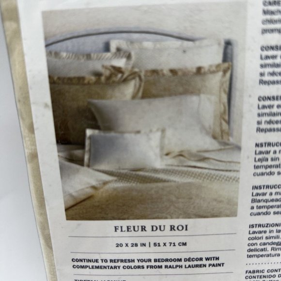 Ralph Lauren Fleur Du Roi Standard Sham Pillow $115 Tan Gold Archival Collection - Picture 5 of 6